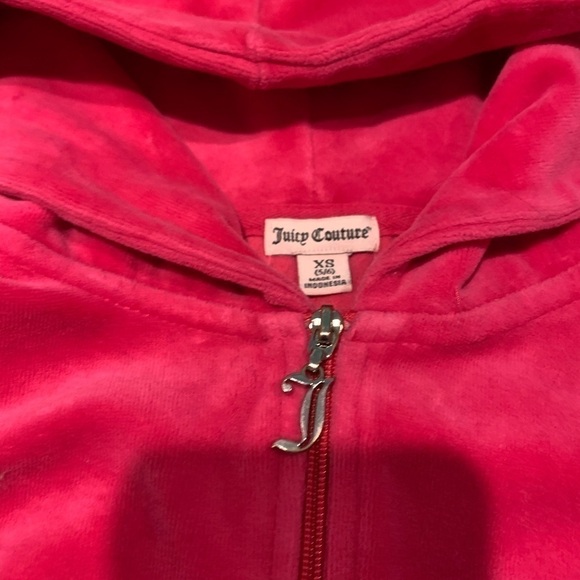 JUICY COUTURE Pink Velour Girls Hoodie size XS 4/5 Y2K - Picture 4 of 5